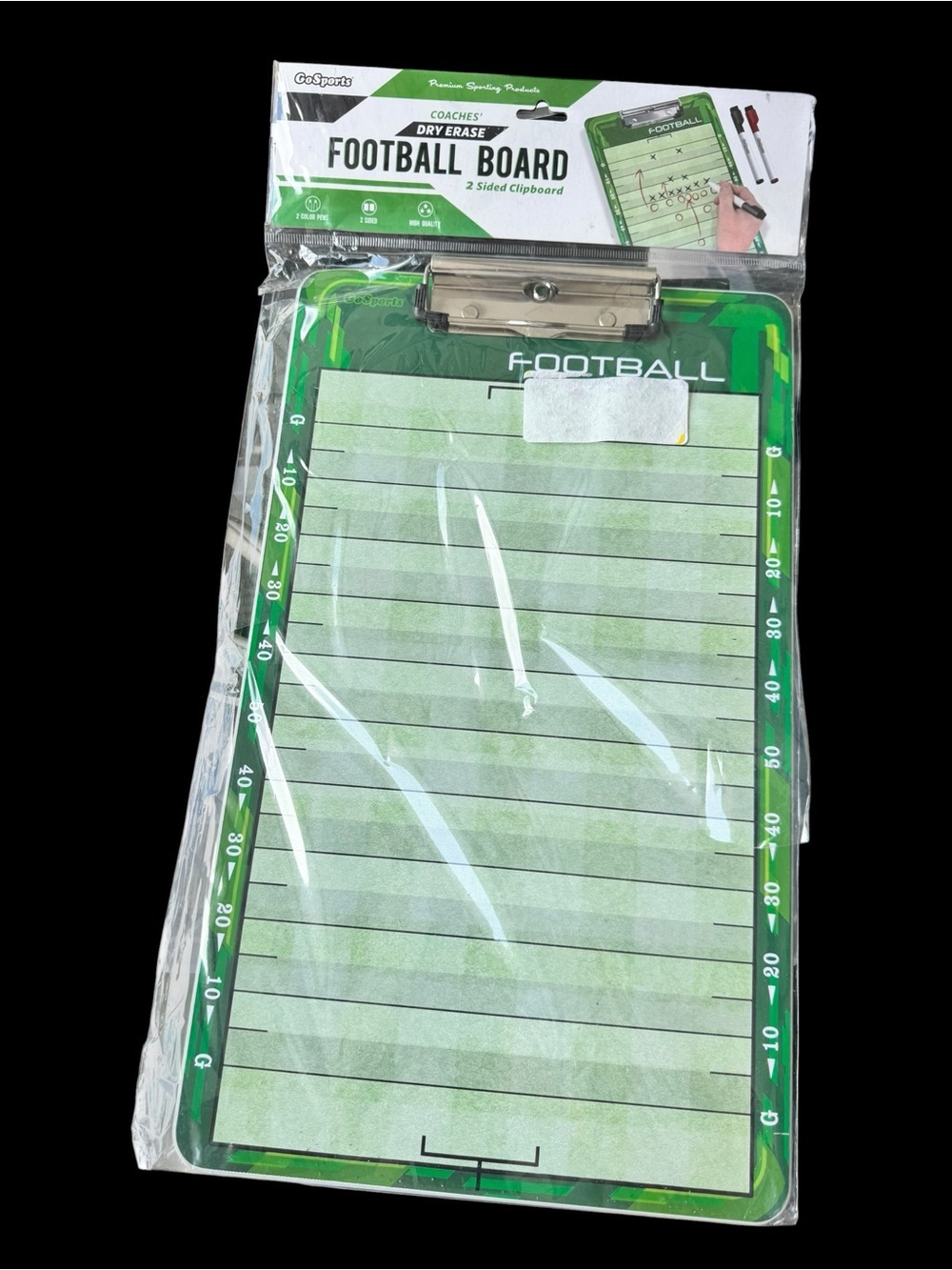 Green Football Dry Erase Coaching Clipboard